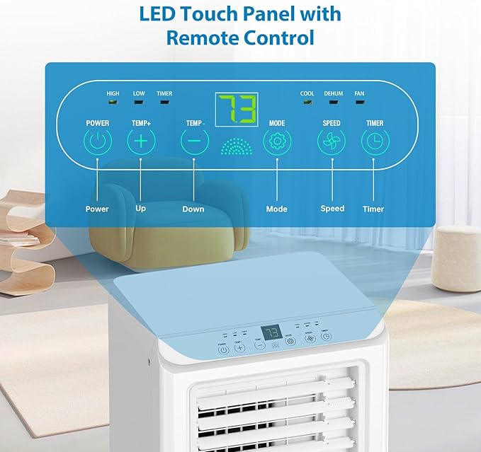Portable Air Conditioner 10,000 Btu 450 Sq Ft 3-In-1 Ac Unit with Dehumidifier Fan Remote for Apartments and Homes, Led Display, Window Vent Kit - Image 3