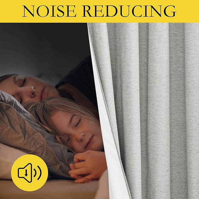 NICETOWN Grey 100% Blackout Curtain Panels, Set of 2, 42" Wide by 54" Long, Thermal Insulated White Thermal Insulated Liner Drapes for Nursery, Noise Reducing and Heat Blocking Drapes for Windows - Image 4