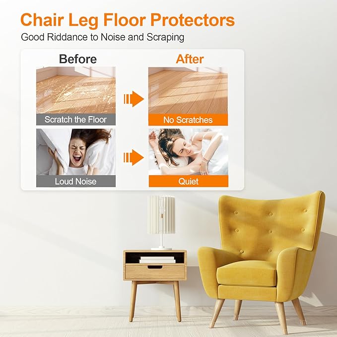 24Pcs Black Silicone Chair Leg Floor Protectors,Floor Protectors for Chairs,Rubber Chair Leg Protectors for Hardwood Floors,Chair Leg Caps Chair Leg Covers for Wooden Floors(Black, Large) - Image 2