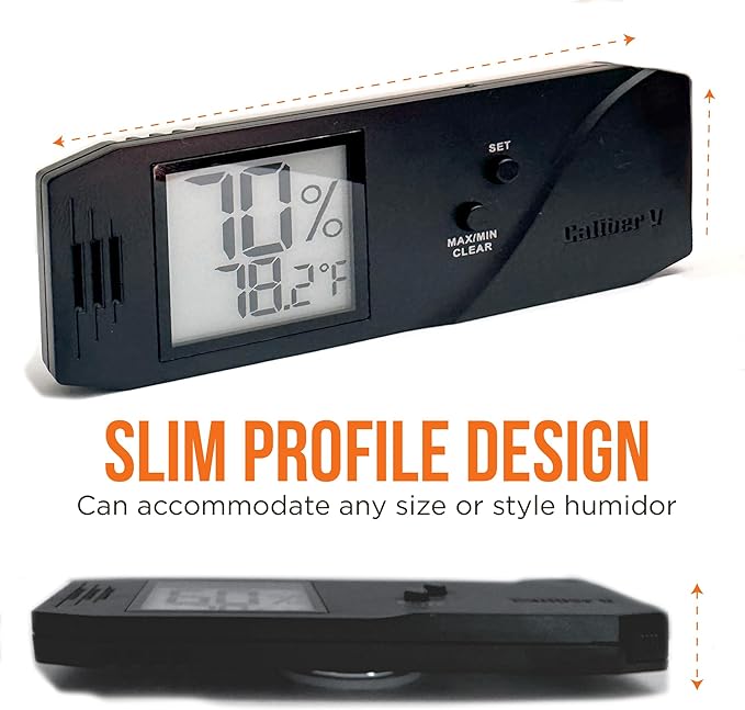 Oasis Caliber V Digital Hygrometer and Thermometer - Slim Hygrometer & Thermometer w/Digital Humidity Sensor Gauge for Precise Readings - Temperature & Humidity Sensor - Black - 4" W x 1" H - Image 4