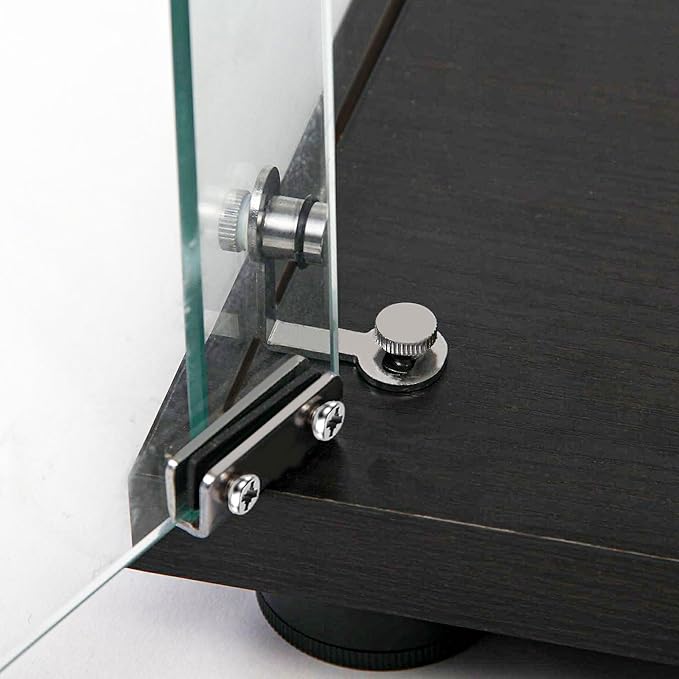 Yoluckea 5-Tier Glass Display Cabinet with Bluetooth LED Light Strip, 2-Door Floor Standing Curio Cabinet with Universal Wheel and Mirror Back Panel, Black Glass Bookshelf for Collections, Wood Top - Image 7