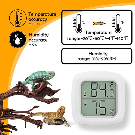 2 PCS Reptile Thermometer and Humidity Gauge With On-Off, Tank Accessories for Jumping Spider, Leopard Gecko, Hermit Crab, Ball Python, Lizard - Image 6