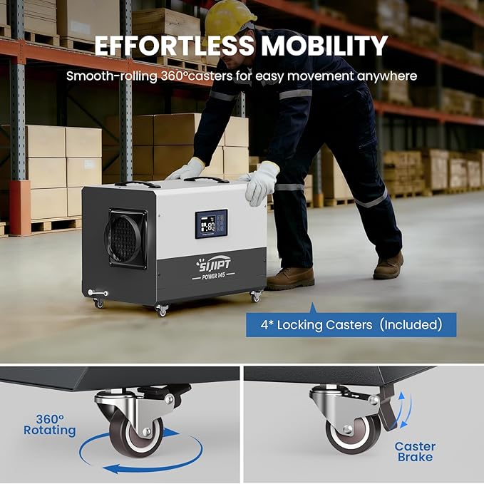 155 Pint Commercial Dehumidifier with Pump, Dehumidifiers for Crawl Space & Basement with Drain Hose, Industrial Dehumidifier with Swivel Caster for Large Space, Large Capacity, Auto Defrost - Image 2