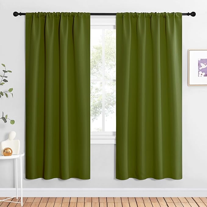NICETOWN Blackout Curtains for Living Curtains, Olive, 2 Panels, 42 by 72, Room Darkening Window Curtain Panels, Easy-Care Solid Thermal Insulated Draperies/Drapes for Daughter Room by NICETOWN