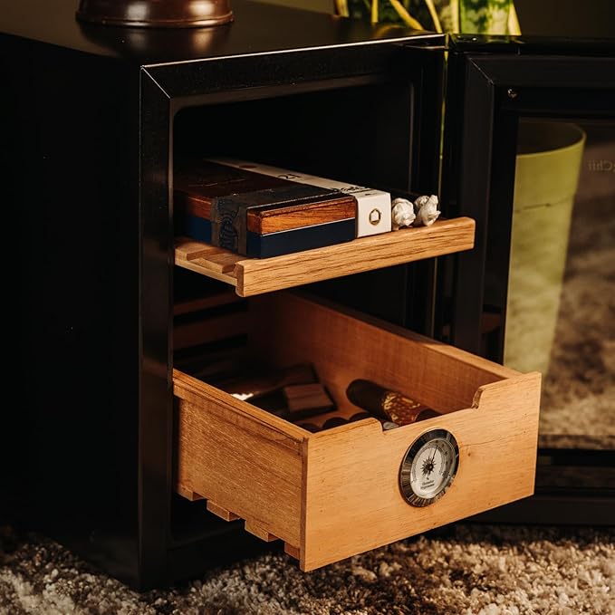 KingChii 16L Electric Cigar Humidors with Temperature Control System, Cigar Cabinet with Spanish Cedar Wood Shelves & Hygrometer, Father's Day Gifts for Men (2 Layers 100 Capacity) - Image 8