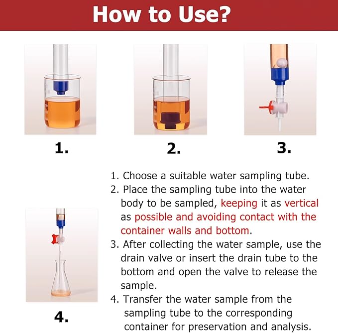 Lake Water Sample Collector 250 500 1000ml, PVC Water Sampling Device with 32.8ft Rope & 1 Throttle Valve, Deepwater Sampler Environmental Monitoring(565mm/22.2 in(500ml)) - Image 7