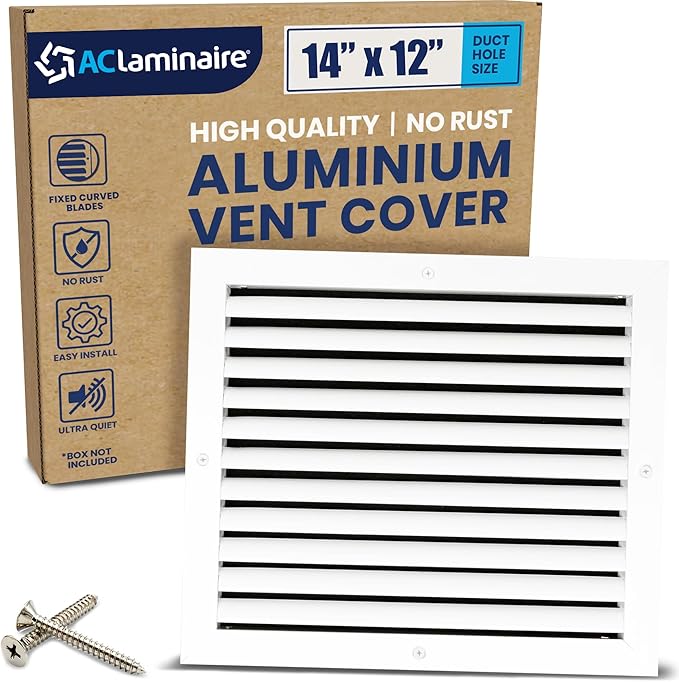 14x12 Inch (Duct Opening) Air Return Vent Cover Decorative – Premium Aluminum AC Vent Cover for Ceiling & Wall, Rustproof Grille, Ideal for Home HVAC Grille, Durable & Easy to Install by ACLAMINAIRE by LAMINAIRE