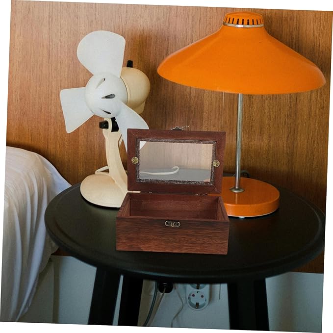 Wooden Display Case with Glass Lid for Keepsakes Jewelry Storage Box Retro Design Solid Wood Organizer for Specimens Dried Fruits and Important Documents - Image 5