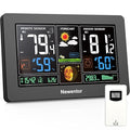 Newentor Weather Station Wireless Indoor Outdoor Thermometer, Color Display Digital Weather Thermometer with Atomic Clock, Barometric Pressure, Forecast Station with Adjustable Backlight, Black by Newentor