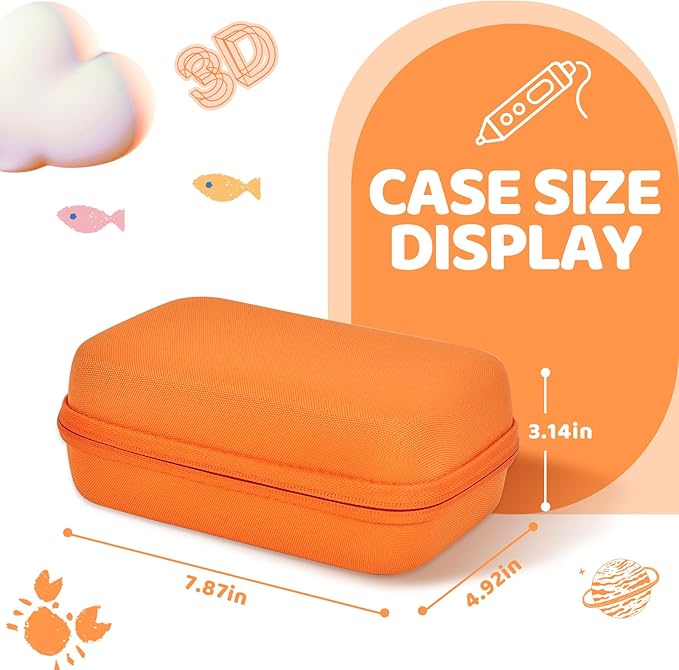 Case Compatible with 3Doodler Start+ Essentials for 3D Pen Set for Kids, Carrying Holder Fit for Printing Pens, Storage Organizer for Printing Filament Refill, Micro-USB Charger (3D-04A-Orange) - Image 3
