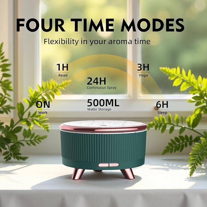 500ML Essential Oil Diffuser: Ultrasonic Aroma Diffuser with Remote Control for Spa Hotel Yoga Room - Humidifier for Bedroom with 7-Color Night Lights & Auto Shut-Off for Nursery/Women Home Relaxation - Image 3
