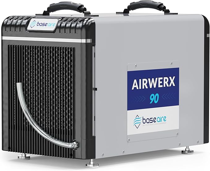 BASEAIRE 198 Pints Energy Star Crawl Space Commercial Dehumidifier, 5 Years Warranty, Large Industrial Water Damage Equipment for Basement, Garage and Job Sites, AirWerx 90 by BASEAIREDRYYOURCRAWLSPACEBASEMENT