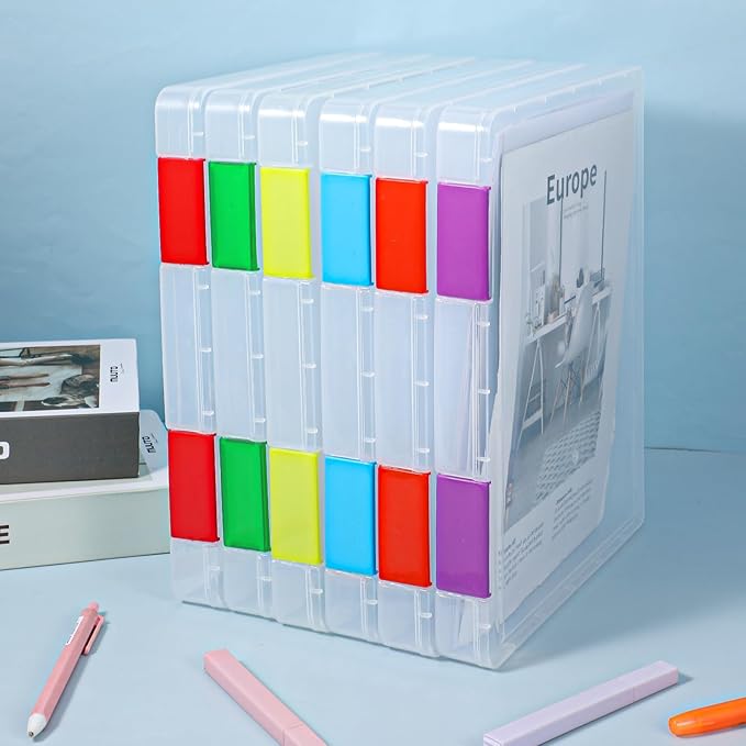6 Pcs Clear A4 File Box Document Plastic Storage Box Paper Plastic Case Board Game Storage Containers Magazine Protector File Holder with Buckle (Colorful,12.4 x 9.65 x 1.18 Inches) ﻿ - Image 7
