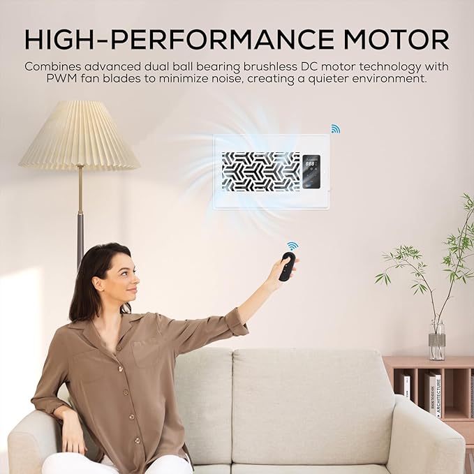 4"x10" Quiet Register Booster Fan - Energy Efficient HVAC Vent Booster Fan for Enhanced Home Airflow, Dimmable Display & Easy Installation-Airvent T6-10F - Image 8