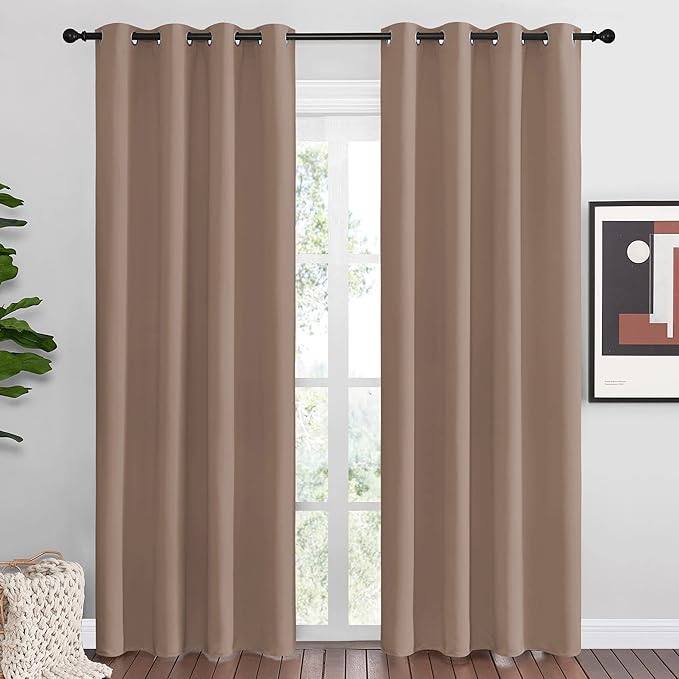 NICETOWN Blackout Draperies Curtains Panels - Window Treatment Thermal Insulated Solid Grommet Blackout Curtains/Panels/Drapes for Bedroom (Set of 2 Panels, 55 by 86 Inch, Cappuccino) by NICETOWN