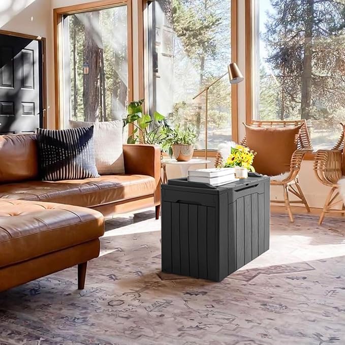 JUMMICO 31 Gallon Resin Deck Box Waterproof Indoor Outdoor Storage Boxes for Patio Furniture Cushions and Garden Tools (Gray) - Image 9