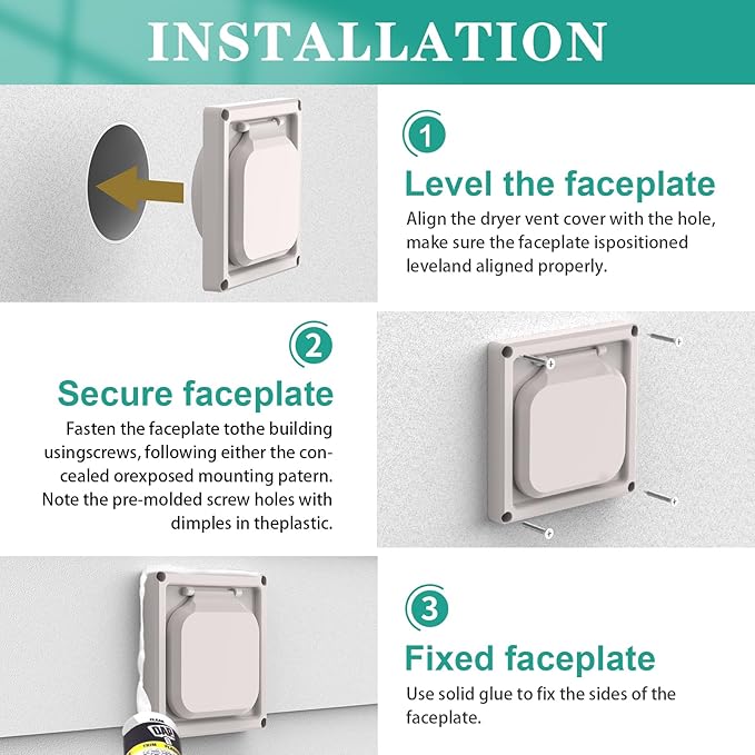 Dryer Vent Cover Outside 4 inch, Magnetic Door Design, Durable Airflow Vent with Lint Trap Screen, Thickened Material, 6 inch x 6 inch Size, Beige - Image 5