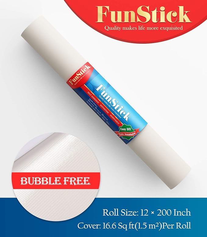 FunStick Solid Cream White Wallpaper Peel and Stick Matte White Contact Paper for Cabinets Self Adhesive Removable Wall Paper Roll Thick Waterproof Vinyl Wallpaper for Drawers Dresser Desk 12" x 200" - Image 7