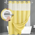 No Hook Shower Curtain and Liner Set,Yellow Hotel Waffle Shower Curtain with Liner 75" L x 72" W by Unknown