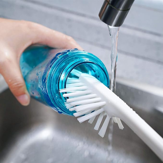 3-in-1 Water Bottle Cleaning Brush Set - Long Handle Scrubbing Brush for Tumbler, Straw, Baby Bottles, Drinking Glasses, White - Image 7