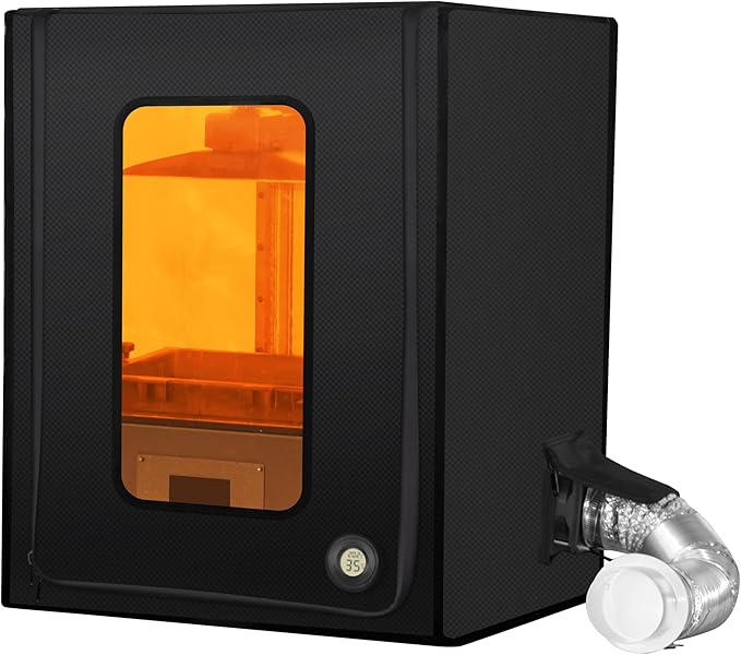 3D Printer Enclosure with Ventilation Kit & LED Lighting– Thermal Insulation Cover & Fume Extraction Tent for FDM/DLP/SLA/LCD 3D Printers(Size 400 * 480 * 600mm) by FUNGDO