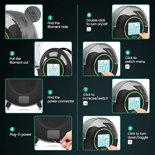 SUNLU Official Filament Dryer S2, 70℃ Max Temperature, Built-in Circulation Fan, 3D Printer Filament Storage Box Filament Dehydrator, Nylon TPU PLA PETG ABS 3D Printer Filament Dryer Box (Black) - Image 8