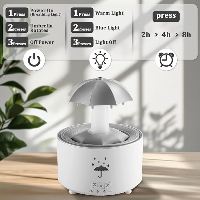 Essential Oil Diffuser for Home, Bedroom Humidifiers, Air Scent Aroma Aromatherapy Ultrasonic Humidifier Machine Timer Small Mini difusor de Aromas para casa Living Room Office Decor Gifts Raindrop - Image 3