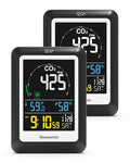 Newentor CO2 Monitor, Indoor Air Quality Meters, Carbon Dioxide Detector with Voice Alert, Large Display CO2 Tester, Temperature Humidity Sensor, Alarm Clock for Home, RV, Grow Tents, Black, 2 PCS by Newentor