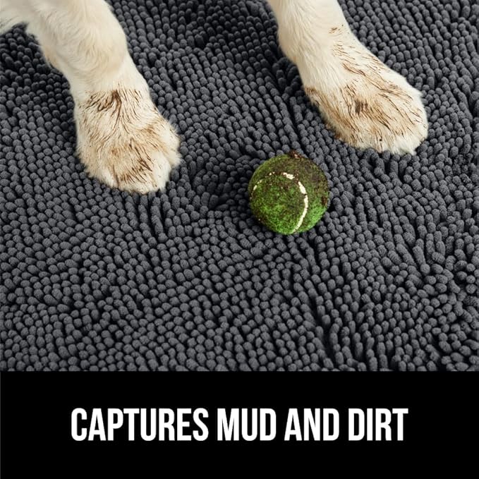 GORILLA GRIP SOAKSTOPPER Dog Door Mat, 48x30 Machine Washable Rug Absorbent Doormat Captures Moisture Mud Dirt, Quick Dry Soft Chenille Entryway Rugs Indoor Entrance Mats for Dog Paws, Charcoal - Image 4