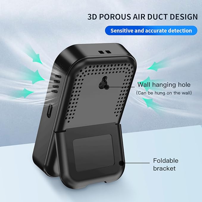 Portable Carbon Monoxide Detectors [3-in-1] Mini Size CO Monitor with Kickstand & Lanyard 85 dB Alarm [CO Temperature Humidity Sensor] for Indoor Outdoor Camping Travel RV Hotel (Dark Grey) - Image 8