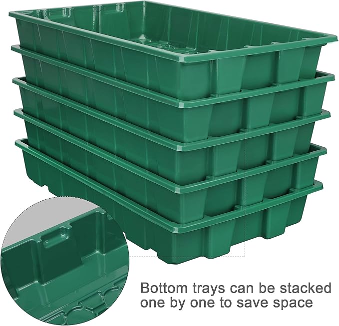 MIXC Seedling Trays Seed Starter Tray, 10-Pack Mini Propagator Plant Grow Kit Greenhouse with Humidity Vented Domes and Base for Seeds' Starting (40 Cells Per Tray, Total 400 Cells), Green - Image 2