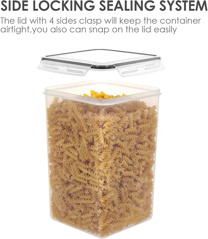 Vtopmart Extra Large Tall Airtight Food Storage Containers, 4 Pieces 5.9qt/6.5L Plastic PBA Free Kitchen Pantry Canister for Spaghetti, Flour and Baking Supplies, with 24 Labels, Black - Image 3
