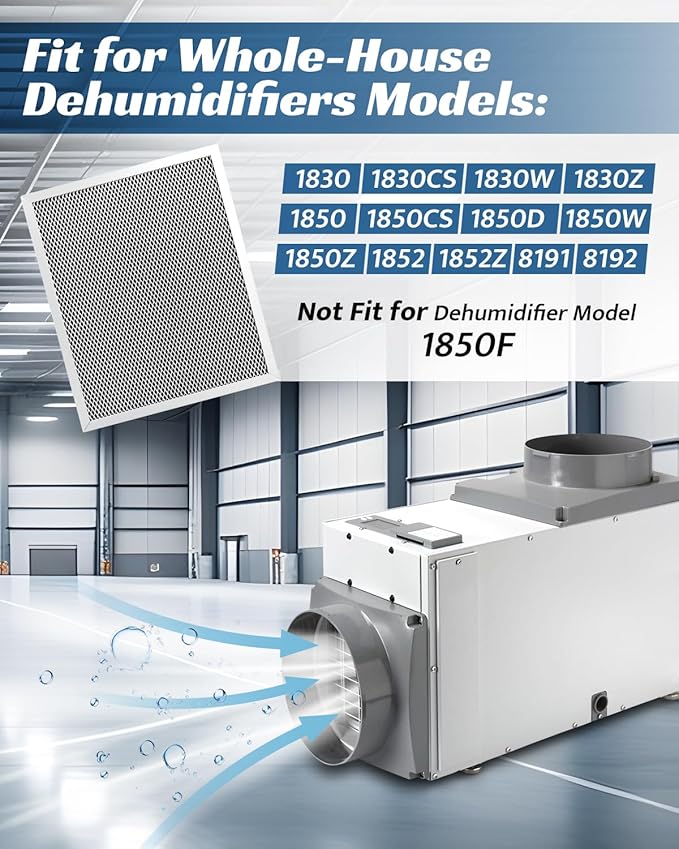 5443 Dehumidifier Filter MERV 8 Washable 10x12x1Fit for Whole-House Dehumidifiers Models 1830, 1850, 1852, 8191, 8192,Not Compatible 1850F - Image 2