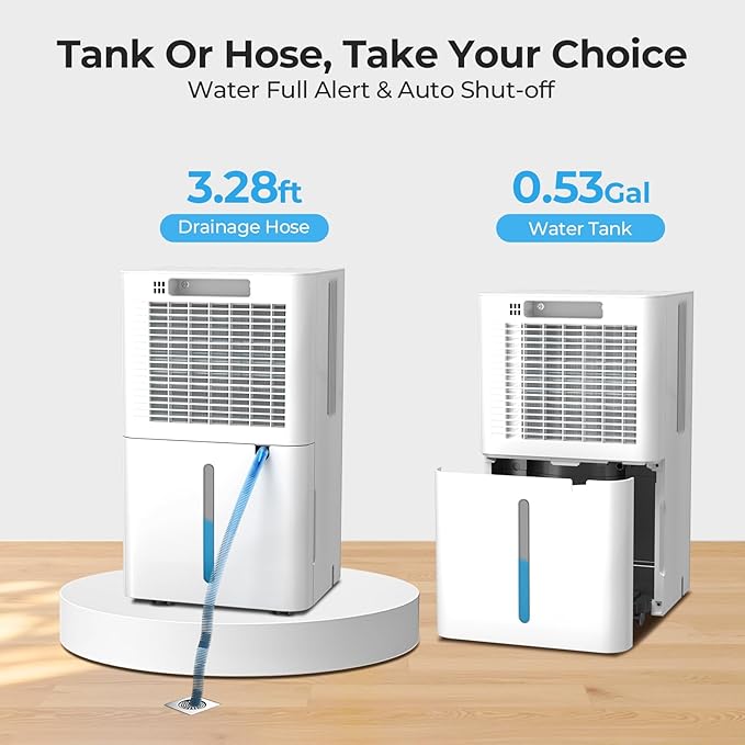25 Pint Dehumidifier for Bedroom Bathroom Basement, 38dB Quiet, Precise Humidity Control, 3 Modes, Drain Hose & 0.53 Gal Water Tank, Small 1800 Sq.ft Dehumidifiers for Apartment RV Dorm - Image 5