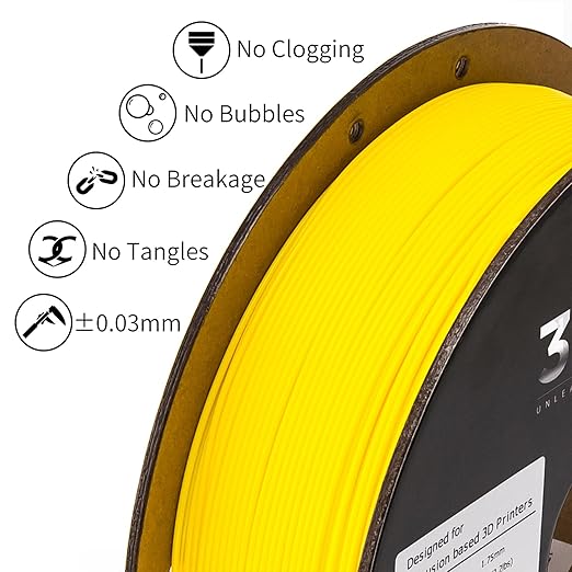 INLAND Micro Center PLA+ 3D Printing Filament 1.75mm - PLA Pro Dimensional Accuracy +/- 0.03 mm - 1kg Cardboard Spool (2.2 lbs) (1 Pack Yellow, 1.75mm) - Image 3