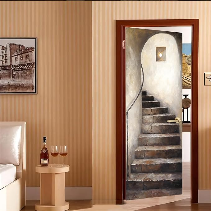 3D Door Stickers, Peel and Stick Vinyl Wallpaper, Self-Adhesive Mural Door Cover for Home Decor 30.3" W x 78.7" H - Image 7
