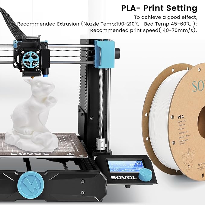 Sovol PLA 3D Printer Filament 2kg (4.4 lbs) Spool Printing Materials, Wiring Tightness, Dimensional Accuracy +/- 0.03 mm, 1.75 mm, Black+White - Image 7