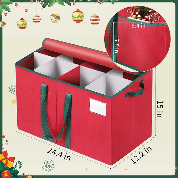 Nutcracker Storage Containers and Figurine Collectibles Storage Box， Large Ornament Storage Organizer Stores Up to 8 Holiday Christmas Nutcrackers Figurines-Carolers Ornaments Red/15 Inches - Image 2