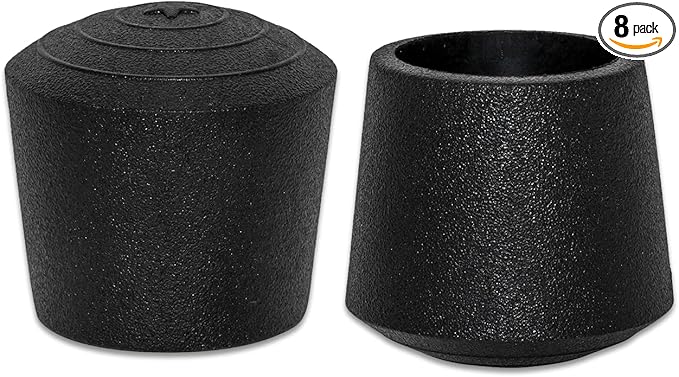 Flyshop 1-1/4", 32 mm, Patio Round Chair Leg Caps, Furniture Table Feet Covers Floor Protectors, Non-Marking Frosted Synthetic Rubber Legs Tips, 8 Pack, Black by Flyshop