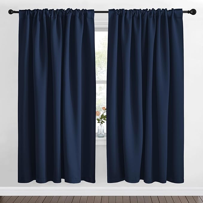 NICETOWN Living Room Blackout Draperies Curtains - (Navy Color) W70 x L72, 2 Panels, Home Decoration Window Blackout Drape Panels for Patio Door - Image 2