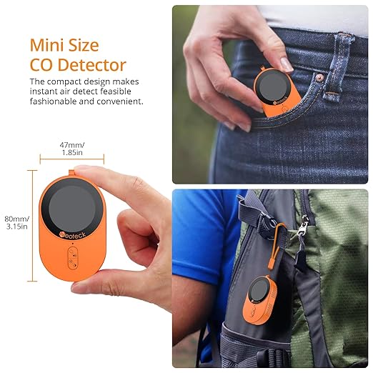 Neoteck Indoor Air Quality Meter Portable Carbon Monoxide Detector 0-1000ppm & 1s Refresh, 700mAh Rechargeable with Adjustable Audible/Visual Alarms for Home, Car, Camping - Image 6