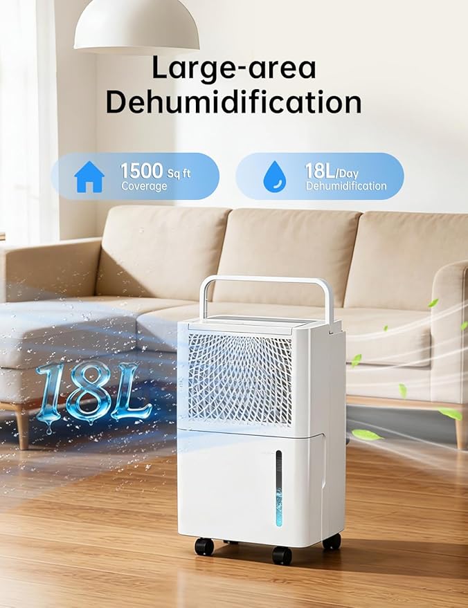 HUMSURE 2500 Sq. Ft 30 Pints Dehumidifier Equipped With Drainage Hose, Automatic Defrosting, for Basement, Home, Bathroom, Bedroom,24-Hour Timer Function - Image 2