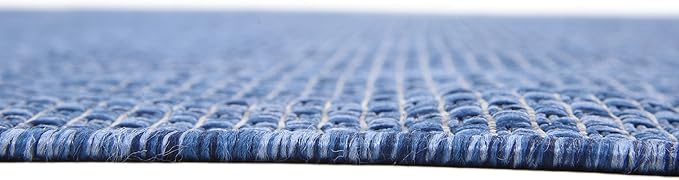 Unique Loom Collection Casual Transitional Solid Heathered Indoor/Outdoor Flatweave Area Rug (8' x 11' 4" Rectangle, Blue/Navy Blue) - Image 10