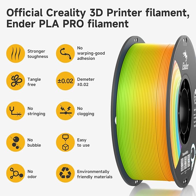 Official CREALITY 3D Printer Filament 1.75mm, Rainbow PLA+ Plus Pro Filament Toughness Upgraded, Ender PLA + Rainbow, 1kg Spool (2.2lbs), Dimensional Accuracy ±0.02mm, Fit Most 3D Printers - Image 4