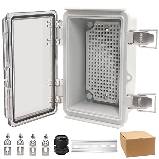 Waterproof Electrical Box, IP67 Junction Box Stainless Steel Latch Hinged Clear Cover Project Enclosure with Wall Bracket 5.9"x3.9"x2.8" by YETLEBOX