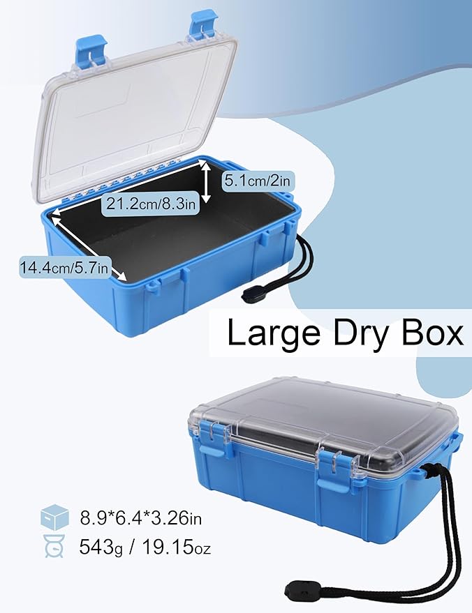 Beoccudo Large Waterproof Dry Box Waterproof Containers, Watertight Boat Storage Boxes Drybox Storage Case for Kayaking, 8.9" L X 6.4" W X 3.2" H - Image 2