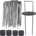 MySit 50 Pack Vapor Barrier Stakes with Landscape Staples Gasket Caps, 6 Inch Weed Barrier Stakes for Moisture Barriers, Garden Ground Staples for Weed Block Landscaping Lawn Fence Pins by MySit