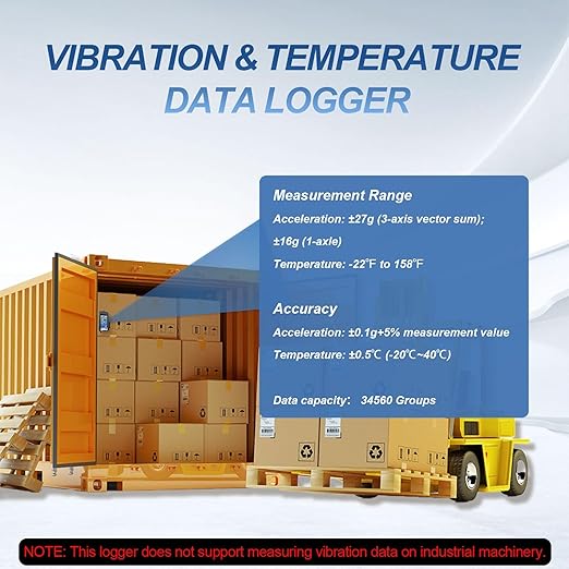 Tzone Vibration Data Logger 3-Axis Shock Datalogger USB with Temperature Recording,Digital Shipping Vibration Meter Recorder Transport Logger for Shock Sensitive Goods Monitor,Auto Report 34560 Points - Image 5