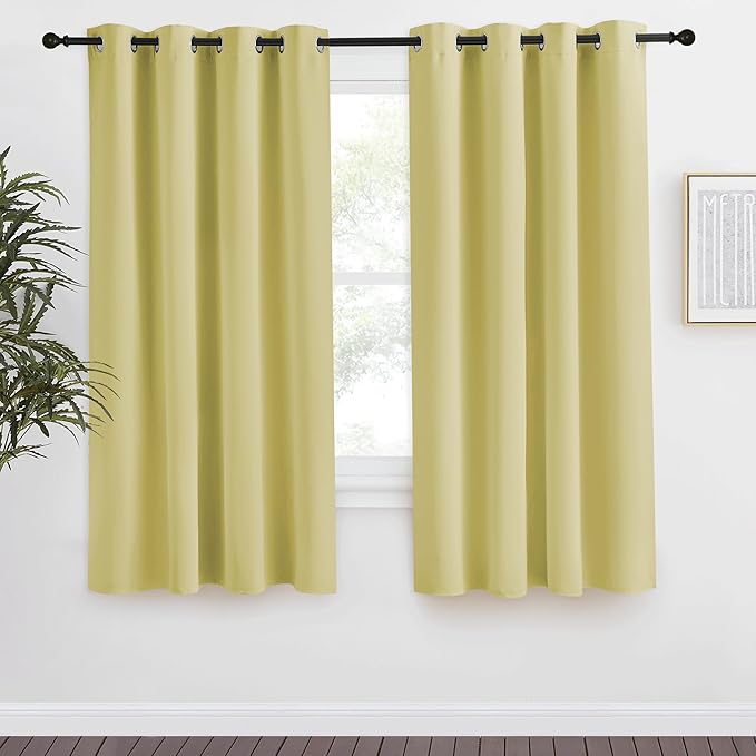 NICETOWN Paler Yellow Blackout Curtain 68 inch Long, 55 inches Width, 1 Panel, Thermal Insulated Window Treatment with Grommet Room Darkening Thermal Insulated Panel for Bedroom/Living Room by NICETOWN