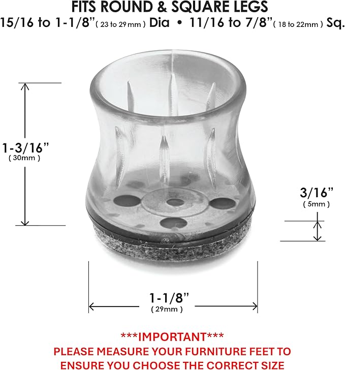 Slipstick GorillaOutdoor Berber Furniture Feet Pads with Clear Sleeve Sock (16 Pack) Outdoor Furniture Sliders for Round & Square Legs, Small - Image 4